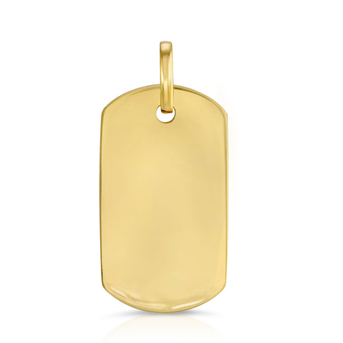 Men's 14K Solid Gold Dog Tag Necklace