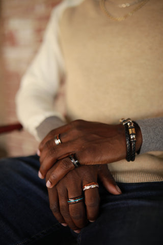 Man Hands With Tungsten Rings