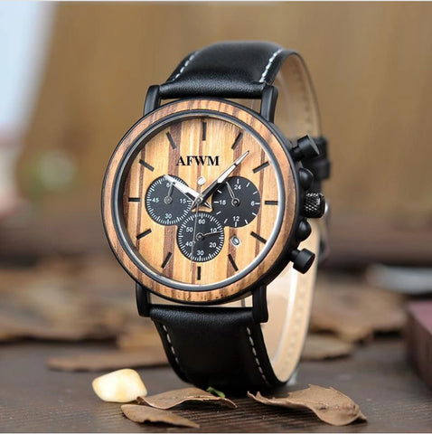 men's leather band watch