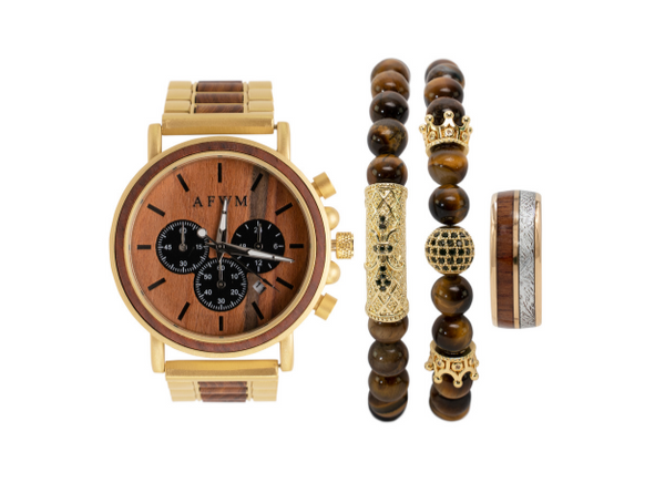 The Montez Gold Watch With Bracelet and Tungsten Ring