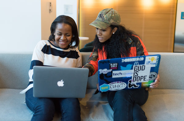 two women shopping online 