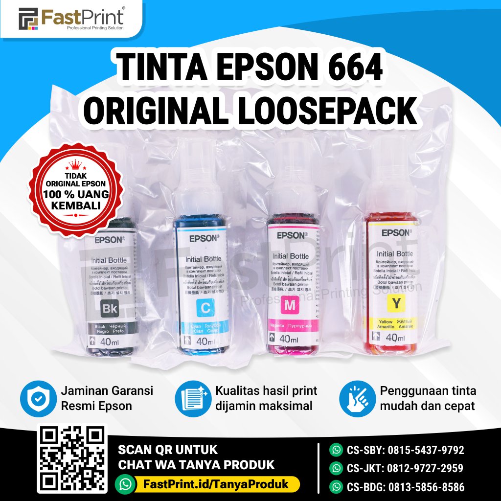 Tinta Original Epson 664 L Series L100 L110 L111 L120 L130 L132 Fast Print Indonesia 7519