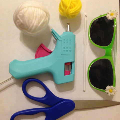 Supplies for making Ashley Zhong's crocheted Funny Sunnies