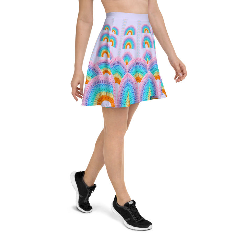 Voorstel Aanbod levend Pastel Rainbow' Crochet Print Skater Skirt – Snapdragon Brand