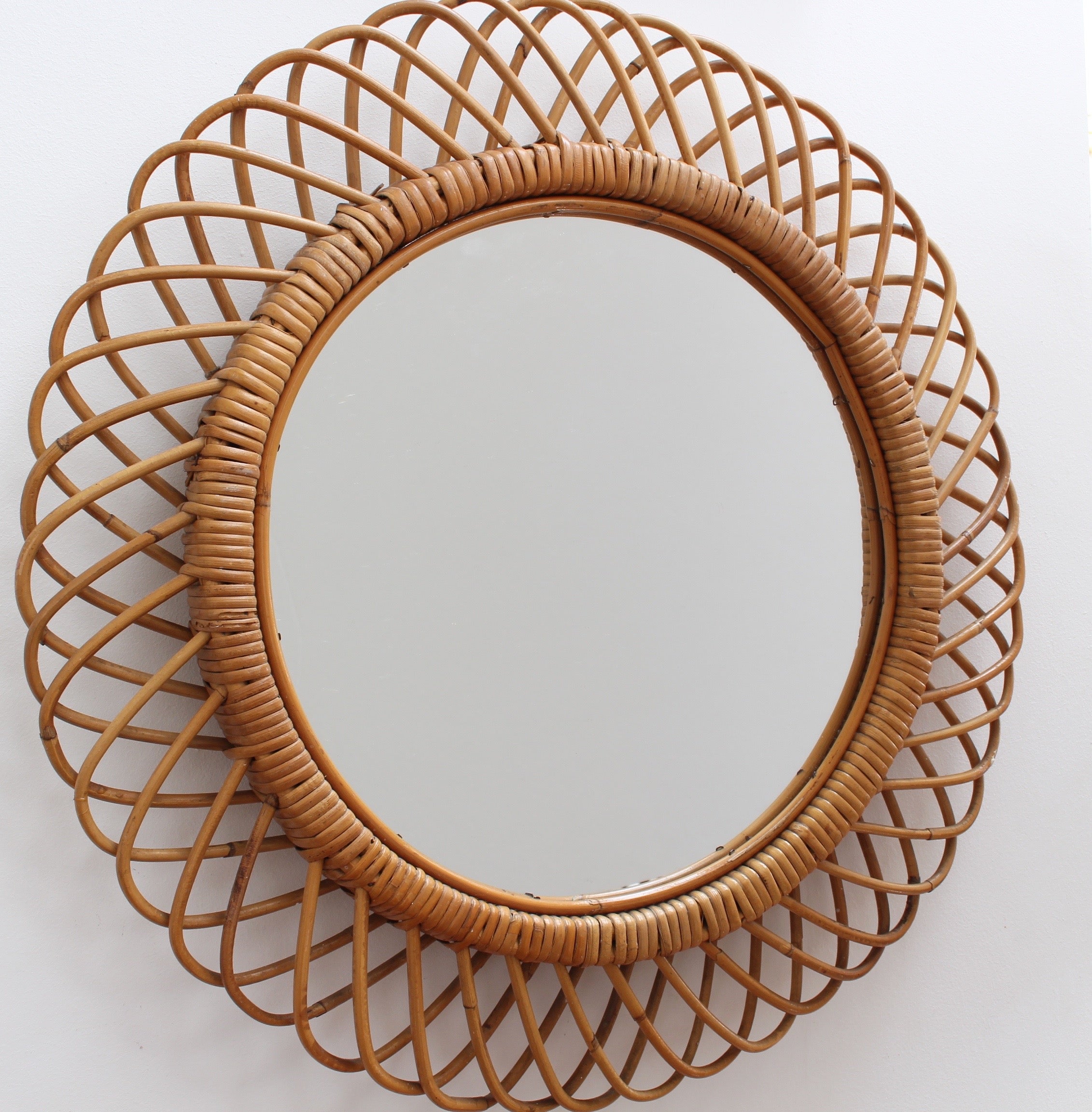 Venetian Mirror With Rattan Embellishments