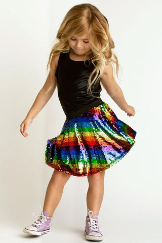 Hannah Banana Rainbow Sequin Skirt