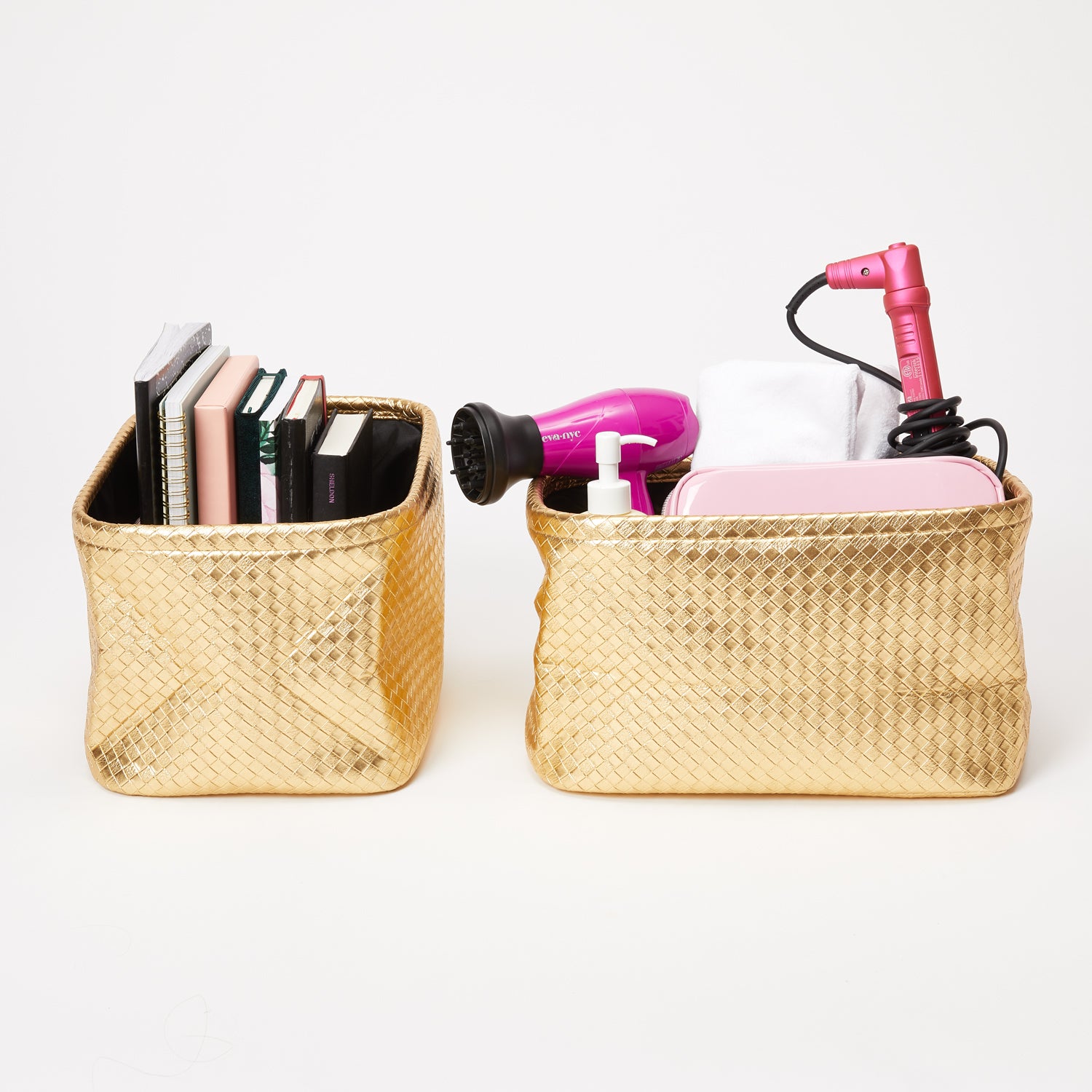 Woven Bins - Set of 2 - Gold | Storage