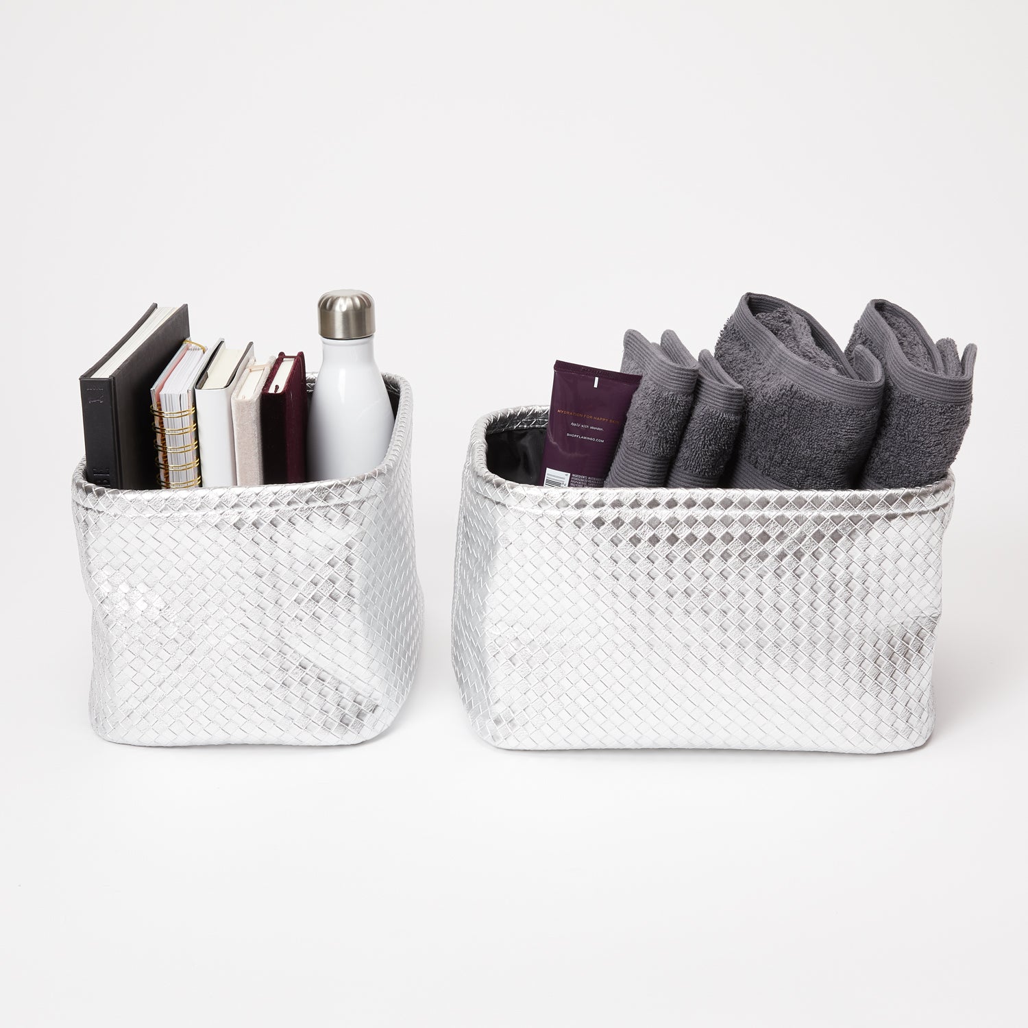 Woven Bins - Set of 2 - Silver | Storage