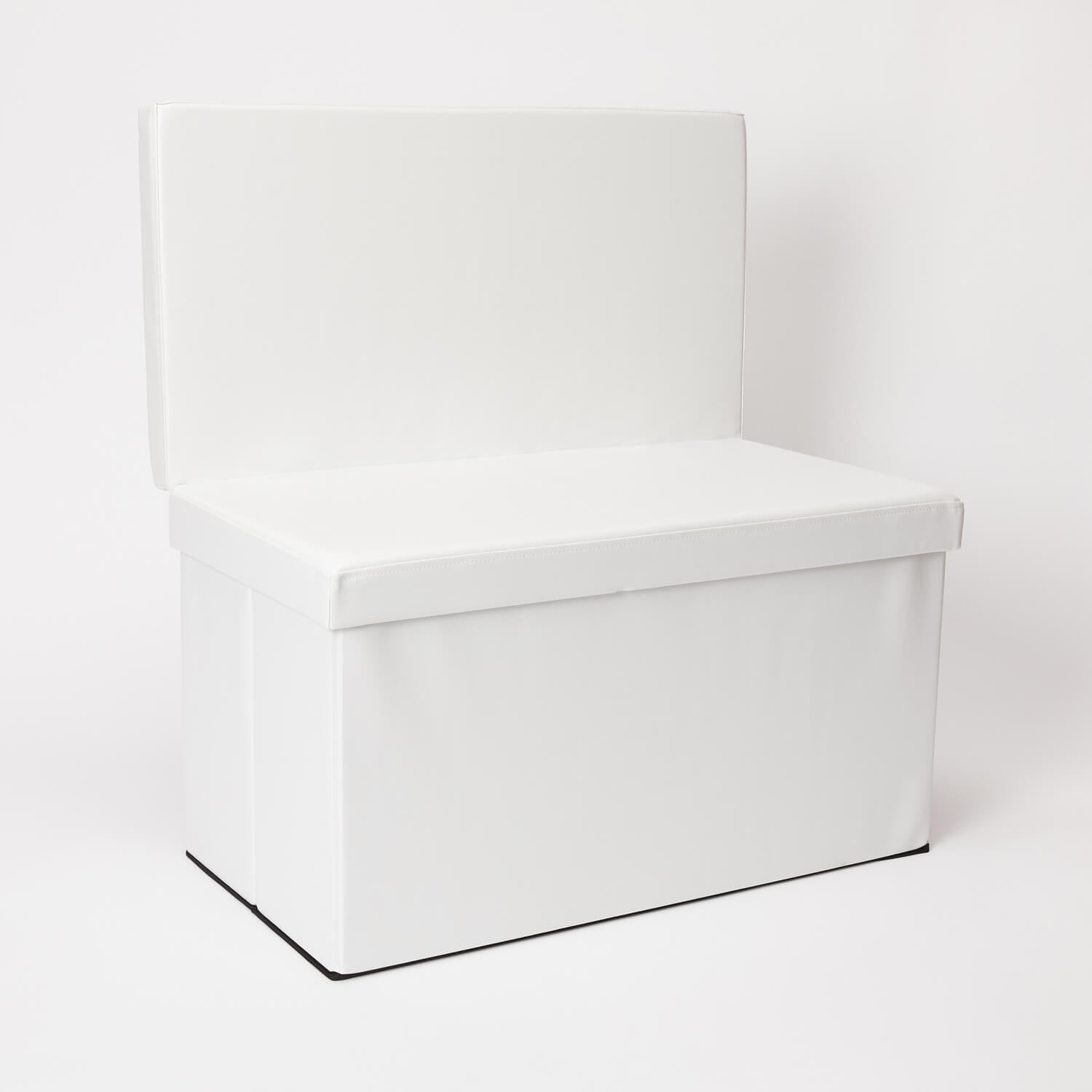 Collapsible Storage Ottoman Bench with Seat Back - White | Storage