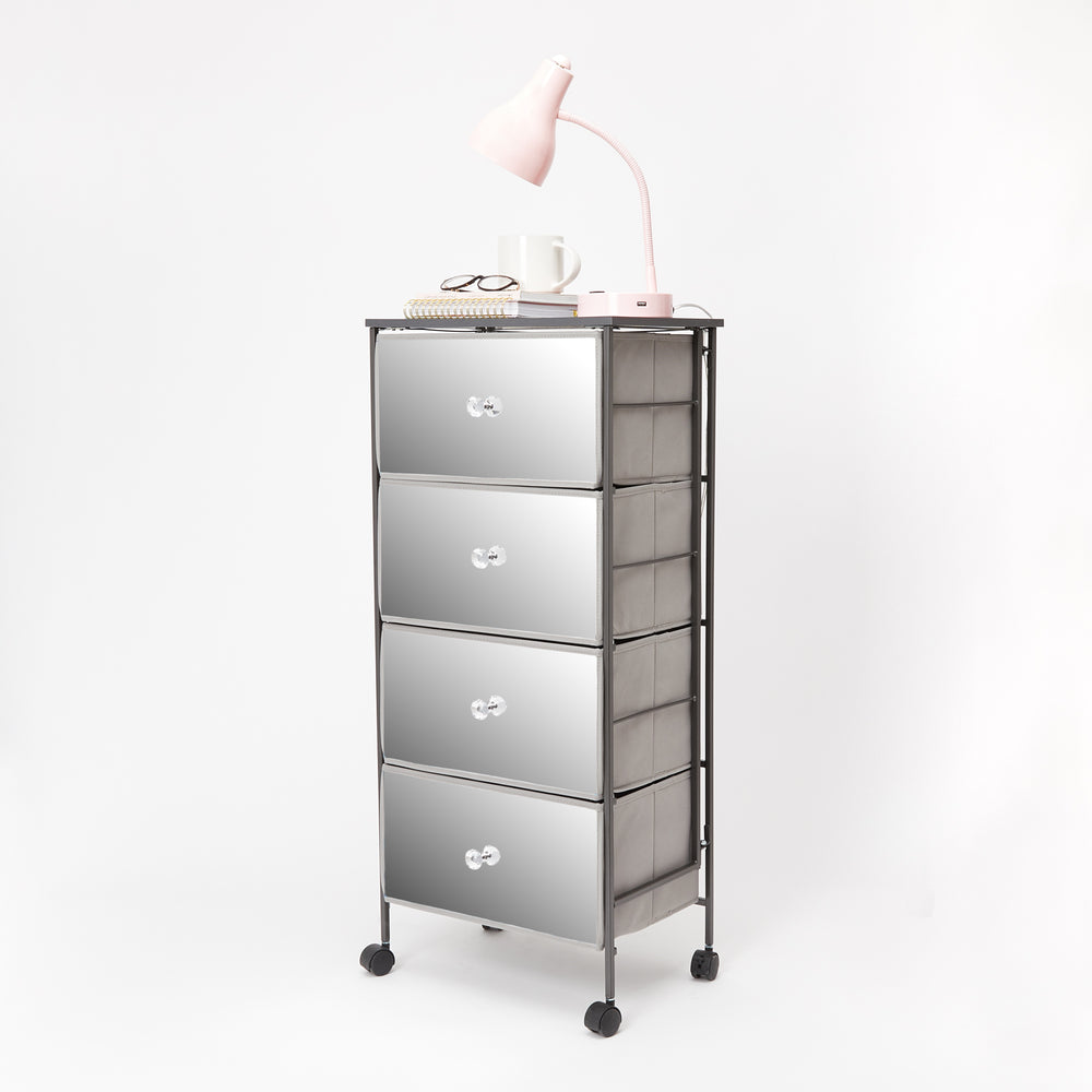 Tall Mirrored 4 Drawer Cart Dormify