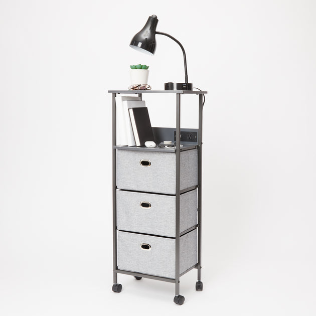 Tall Charging 3 Drawer Cart on Wheels Dormify