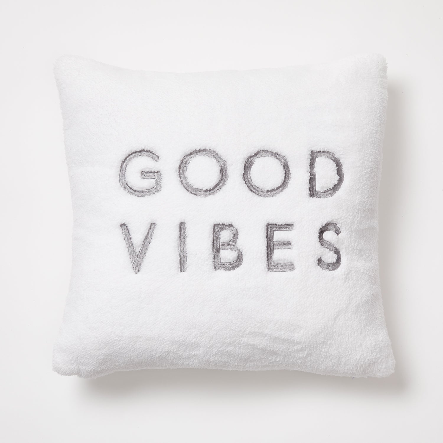 Good Vibes Sherpa Pillow - White | Bedding