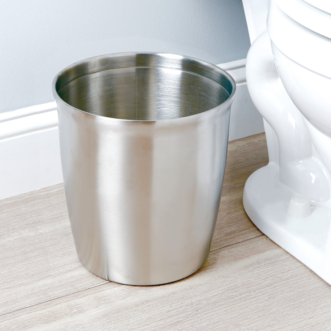 Silver Bathroom Trash Can