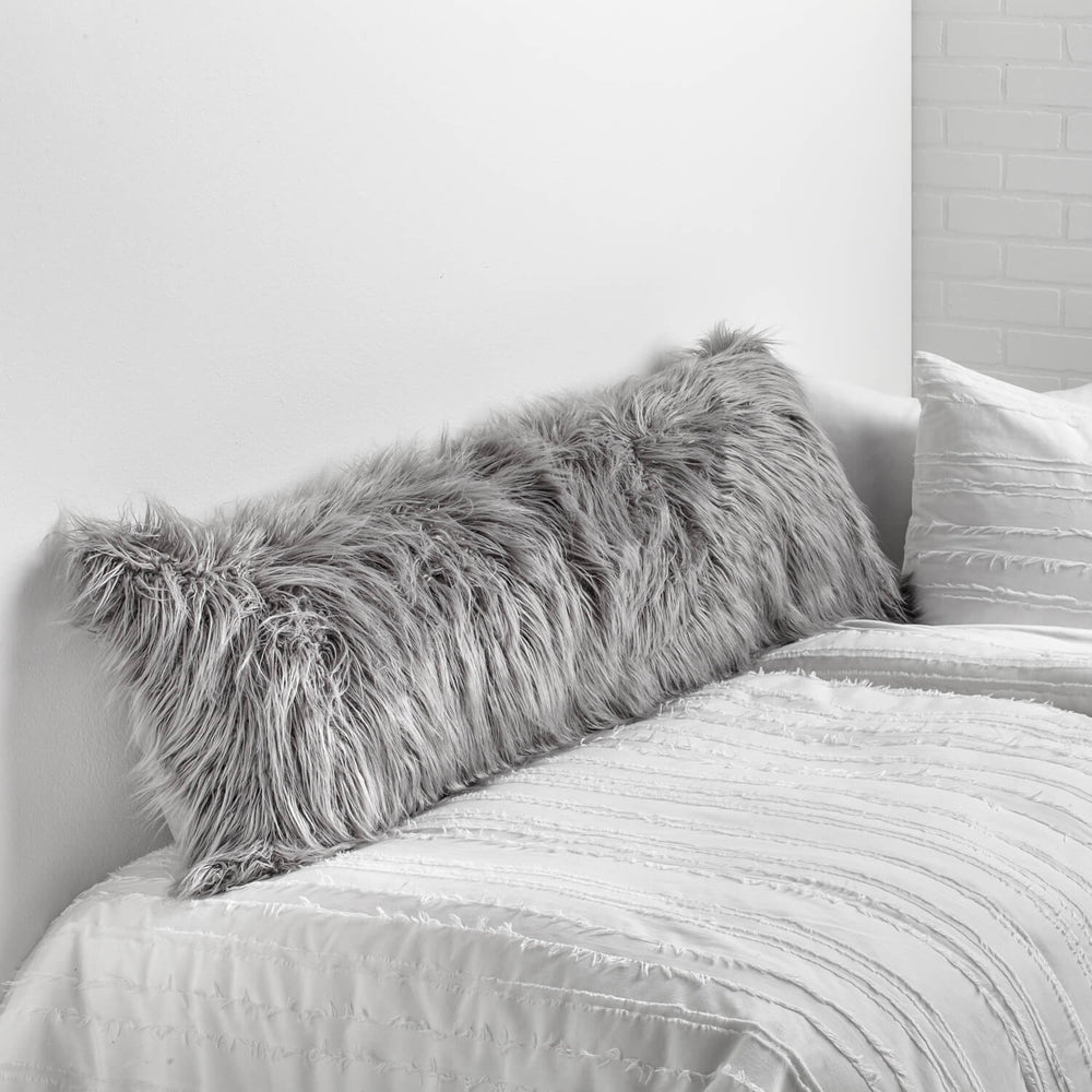 white fur body pillow