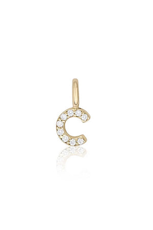 "C" Mini Diamond Letter Charm in 14K Gold - Krista K Boutique
