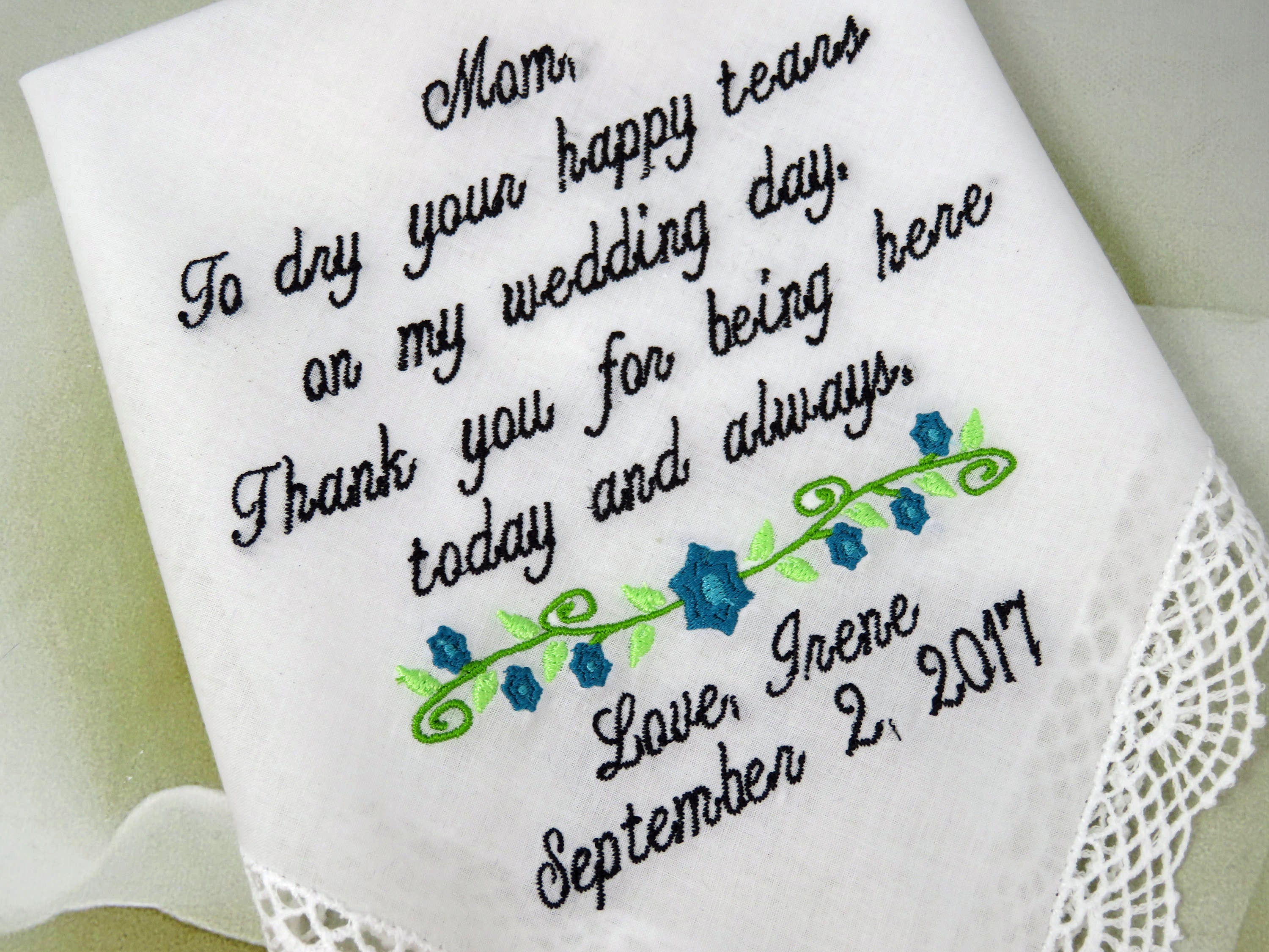 personalized wedding handkerchief