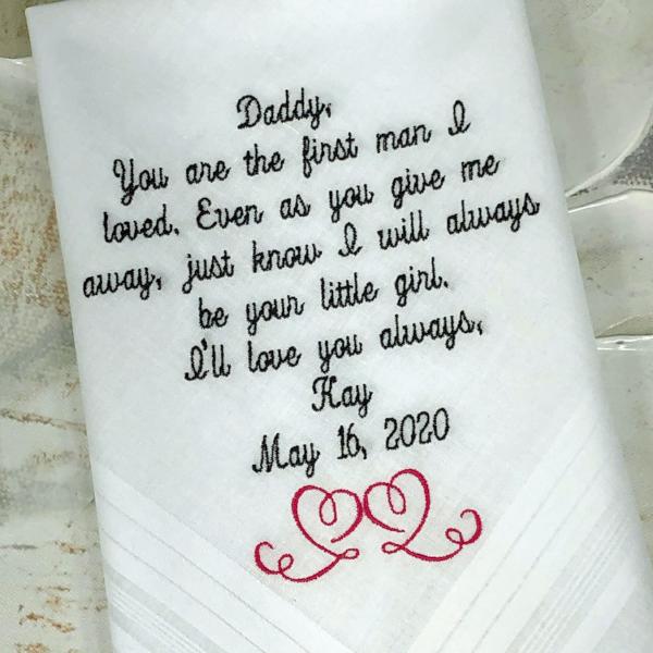 Embroidered Wedding Handkerchief Father Of The Bride Gifts For A