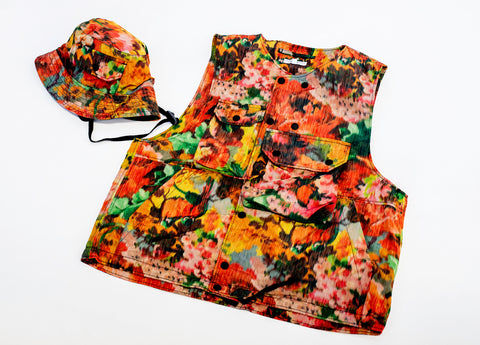 Engineered Garments Floral vest and bucket hat
