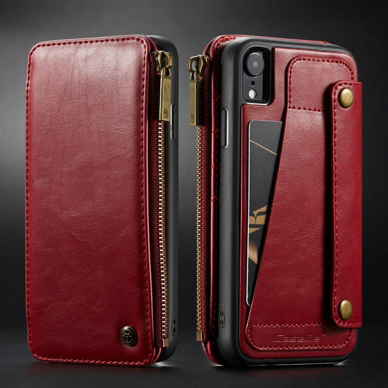 CaseMe iPhone XS Max Detachable Retro Leather Zipper Wallet Case