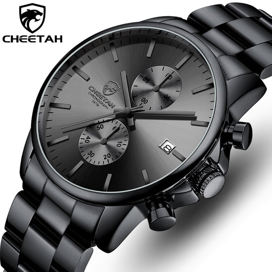 CHEETAH New Watches Mens Luxury Brand Big Dial Watch Men Waterproof Quartz  Wristwatch Sports Chronograph Clock Relogio Masculino Color: Silver Blue