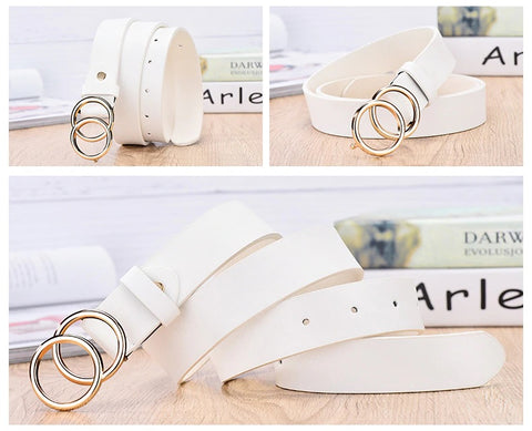 NO.ONEPAUL Genuine Leather Designer Luxury Women's Belt - Double Circl ...