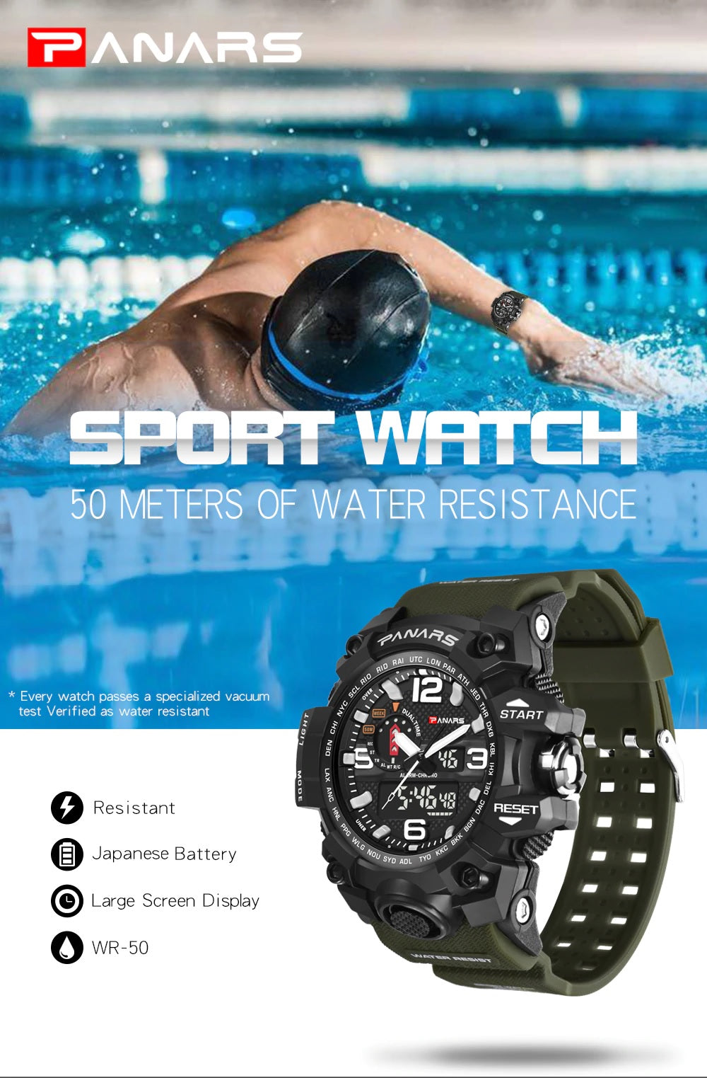 water resistant 50 metres