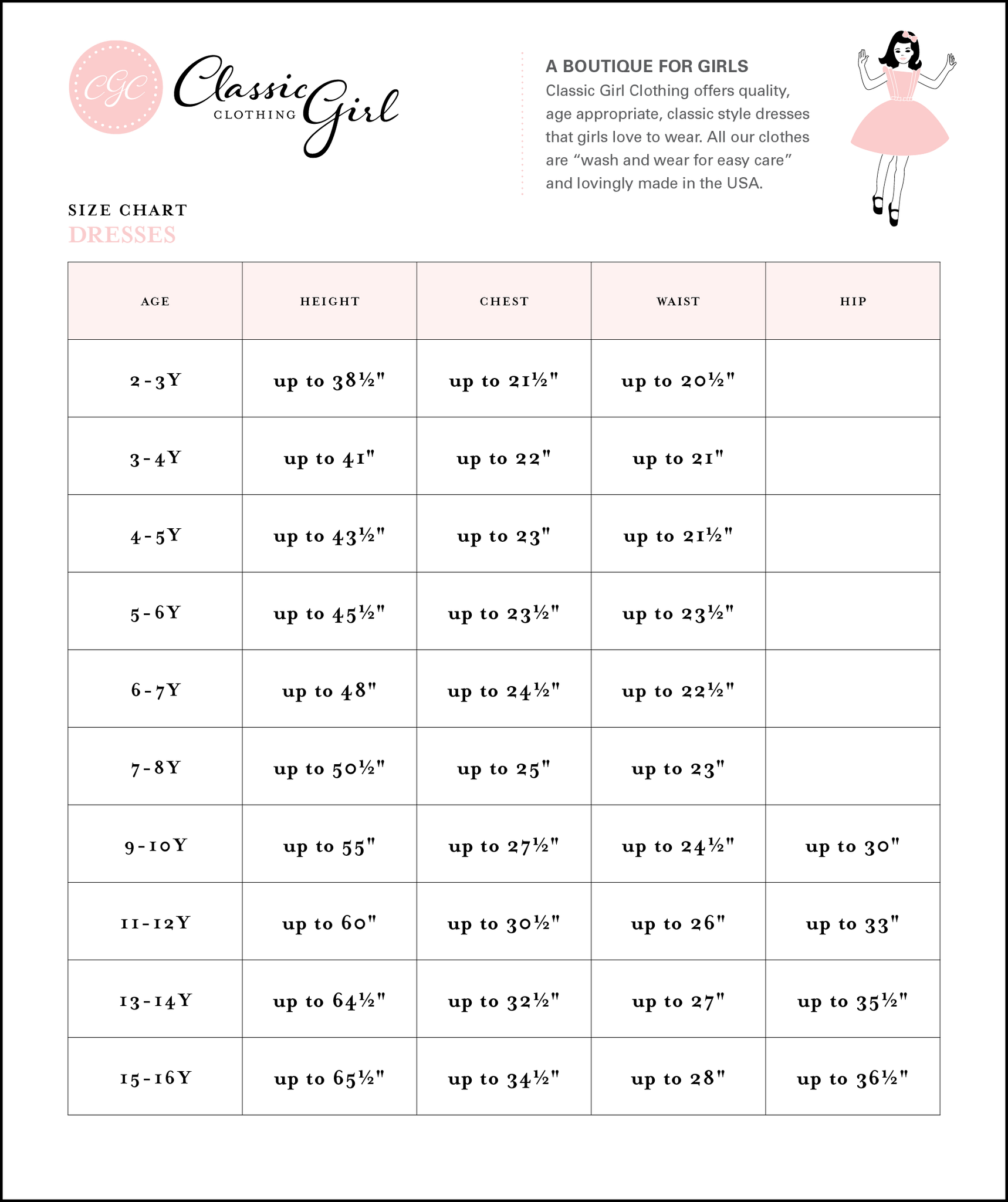 16 Size Chart