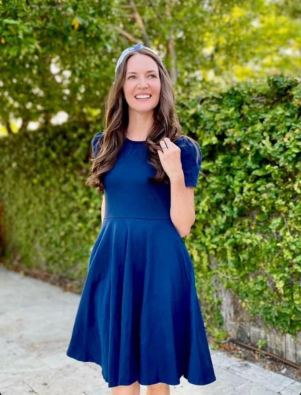 Audrey Women's Dress in Blue – Classic Girl