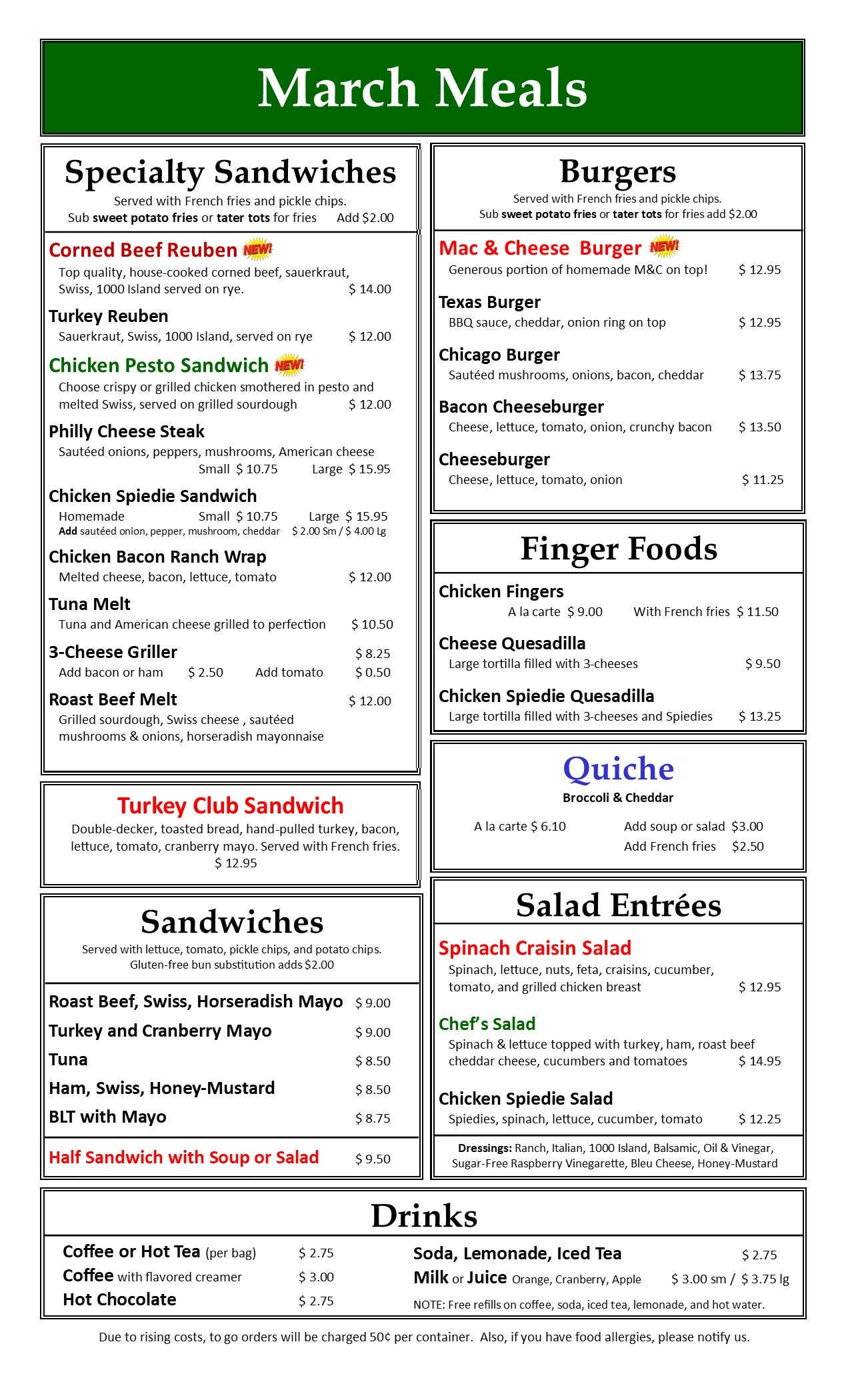 March Lunch & Dinner Menu Page 2 of 2