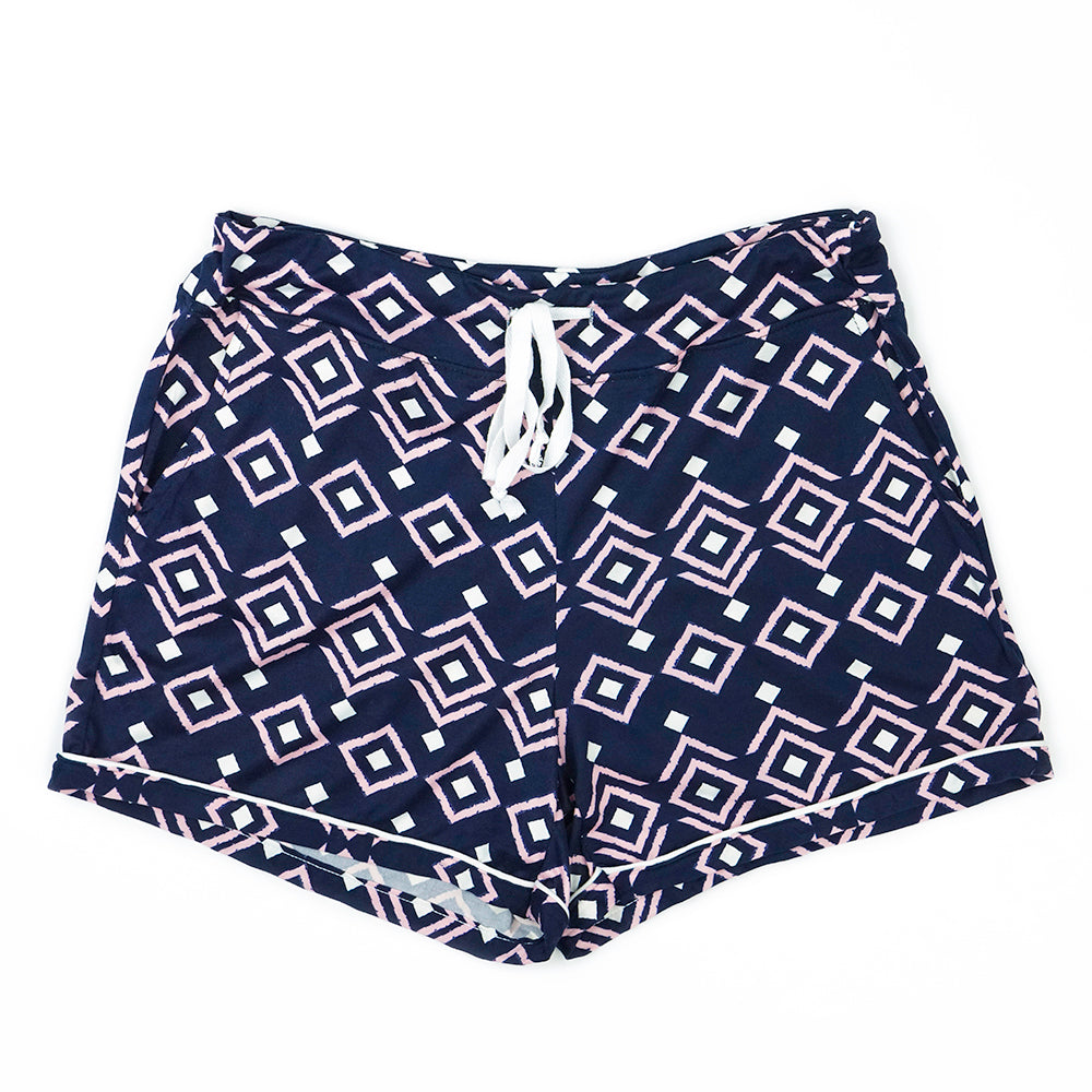 dark blue pattern pajama shorts genuine hello mello discount cheap