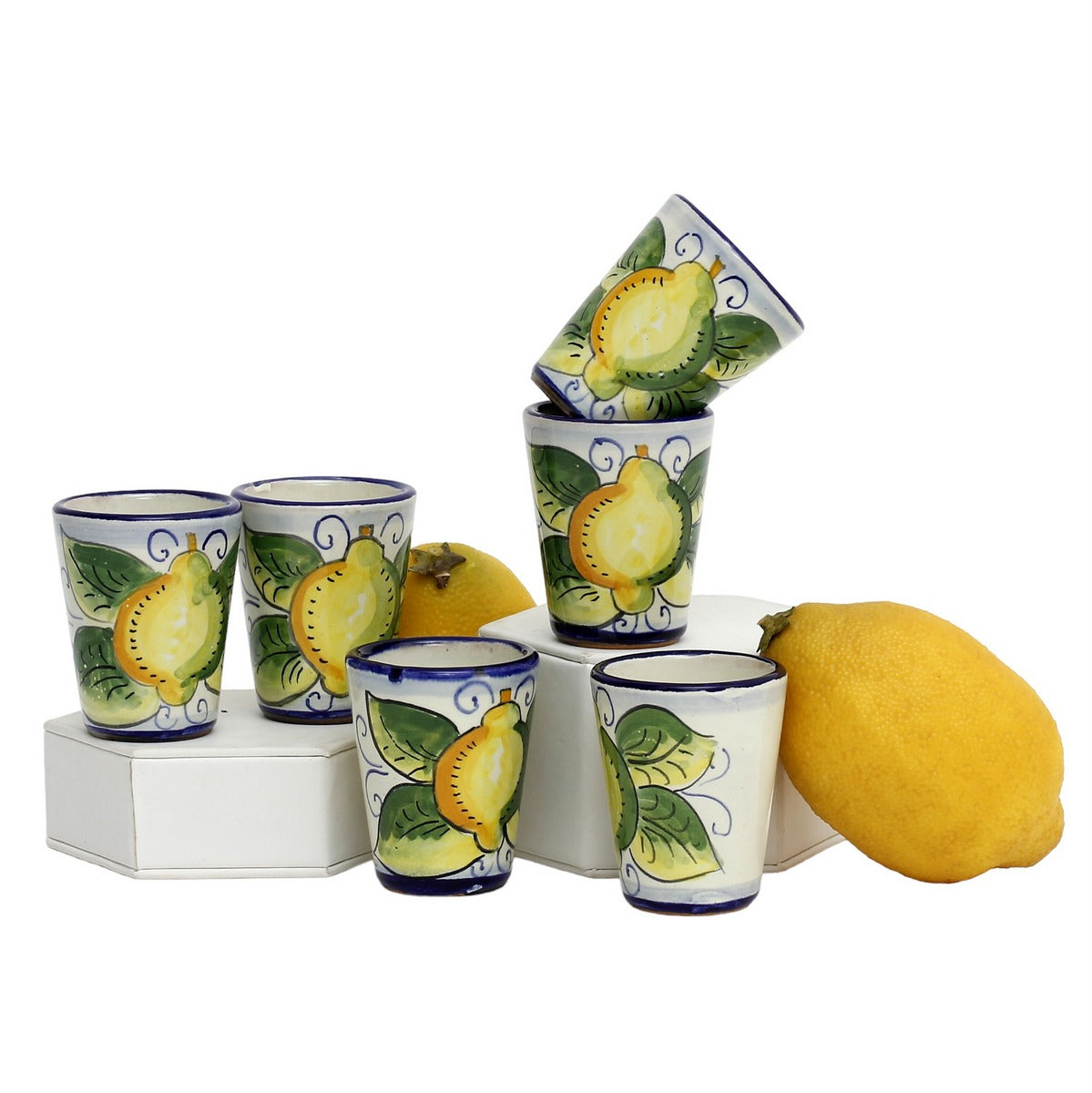 LIMONCELLO: Limoncello Set with Blue trimmings (Bottle with stopper an 
