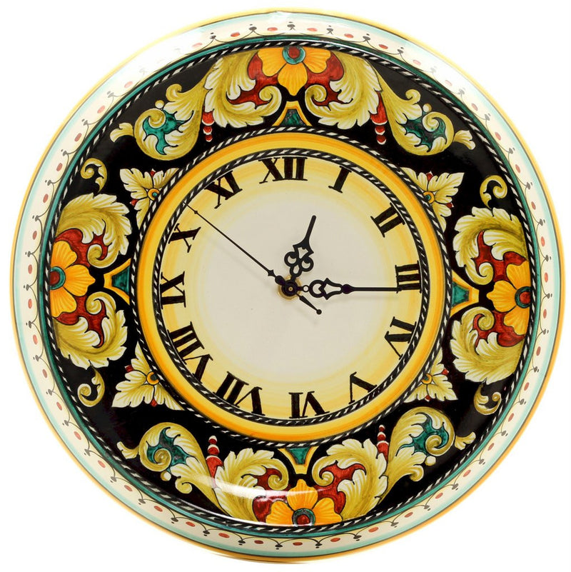 DERUTA VARIO: Round Wall Clock Dec Foglie F Nero ...