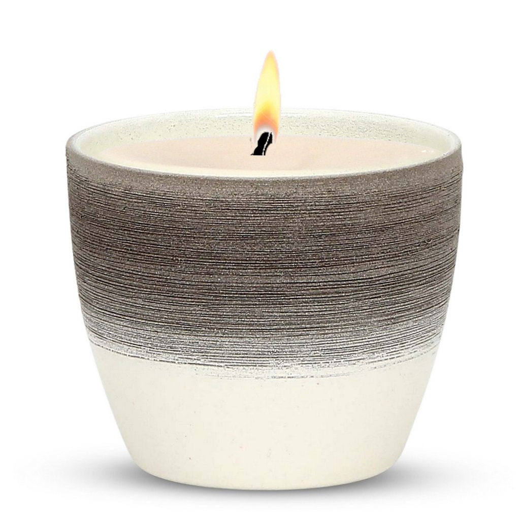 Mondial Candles: Emeril Design Glass Container Candle White/Gray Garden Mint