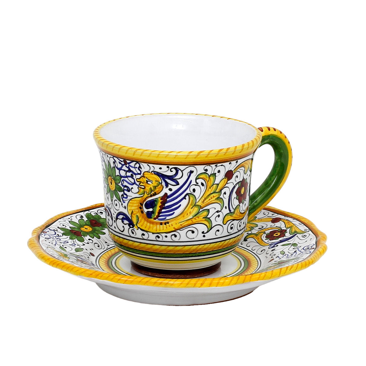 Handmade Italian Espresso Cup and Saucer from The Rosso Collection