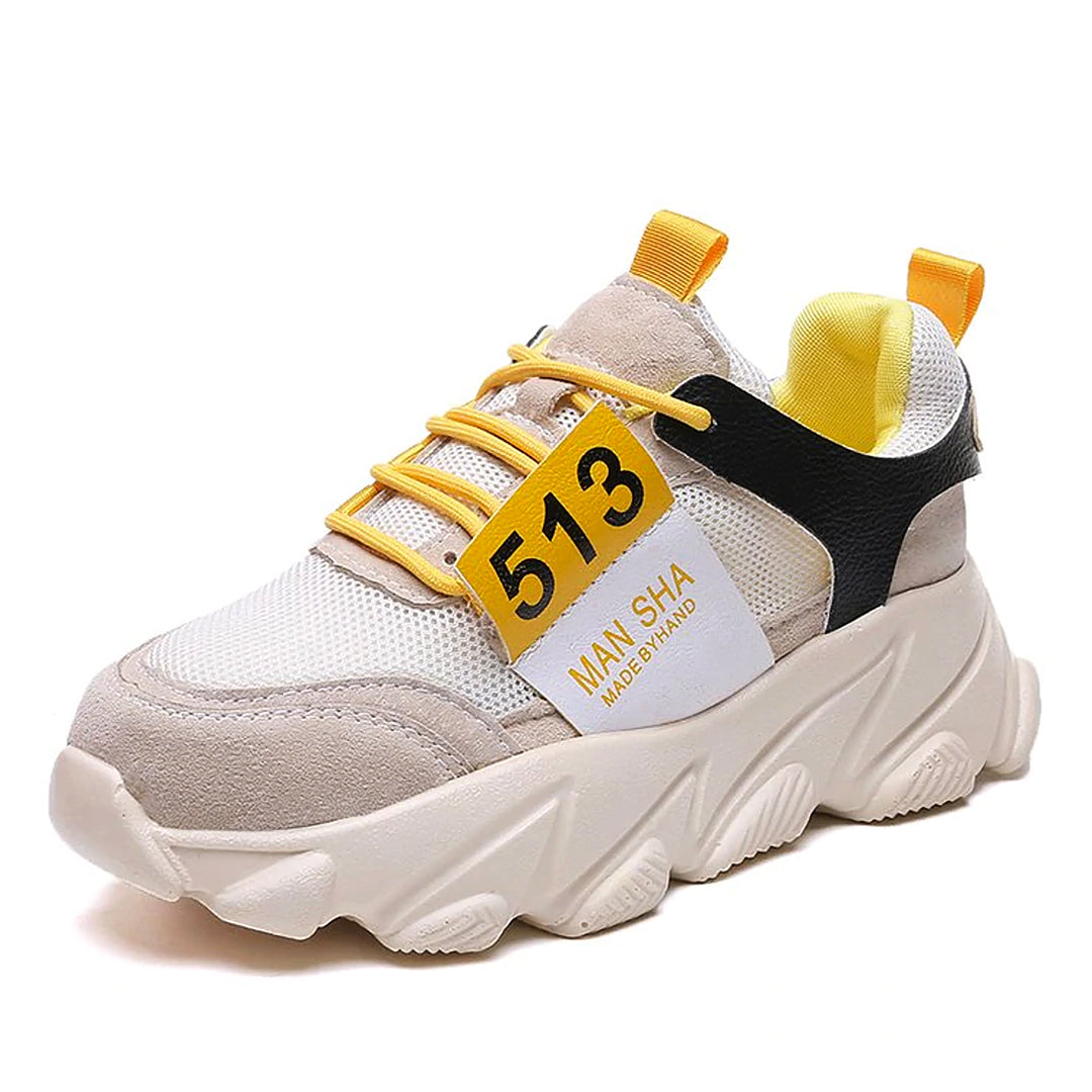 chunky yellow sneakers