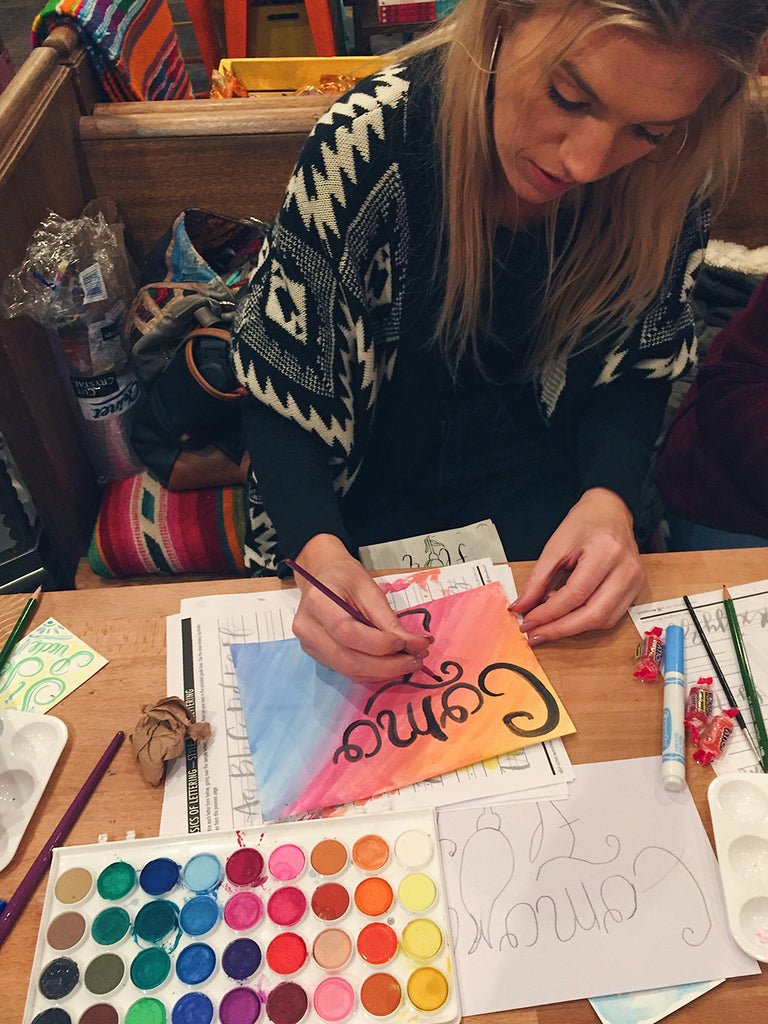 Self-Love Mantra Lettering Workshop & Wine Wednesday with Lizelly Meza // Creative Blog of Artelexia