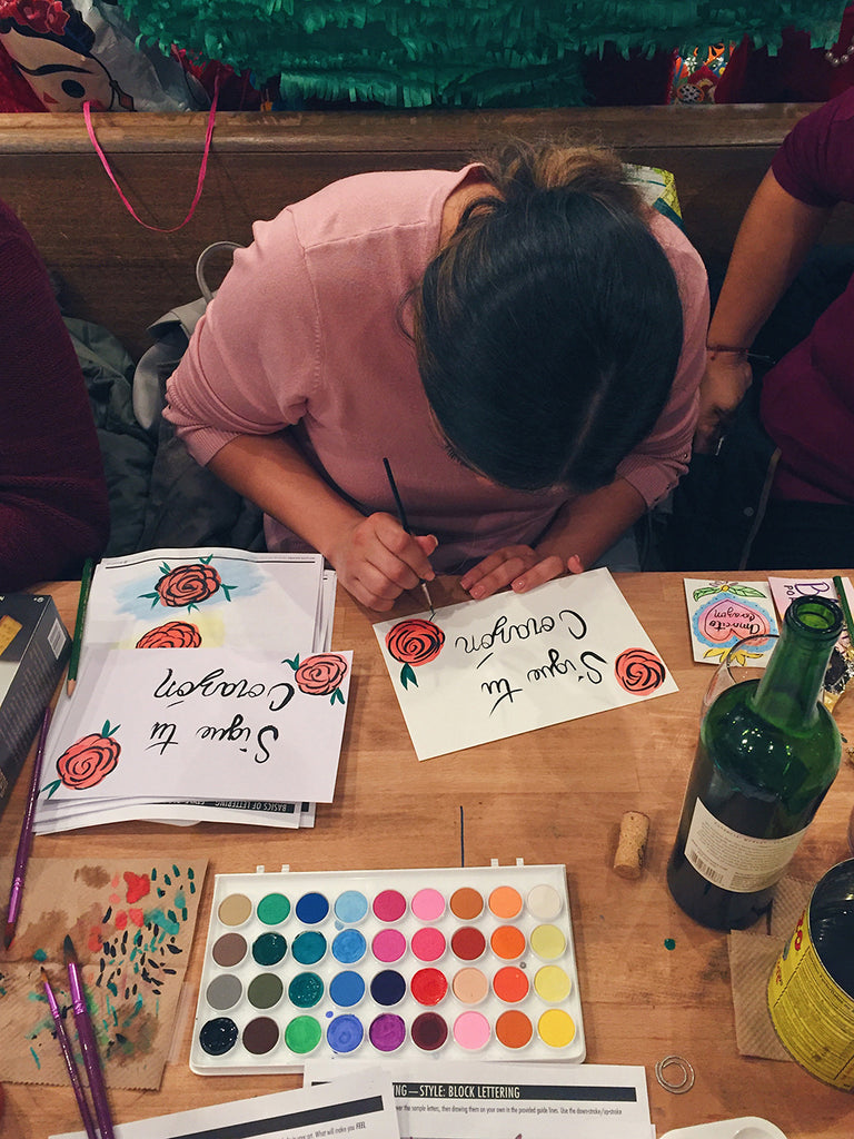 Self-Love Mantra Lettering Workshop & Wine Wednesday with Lizelly Meza // Creative Blog of Artelexia