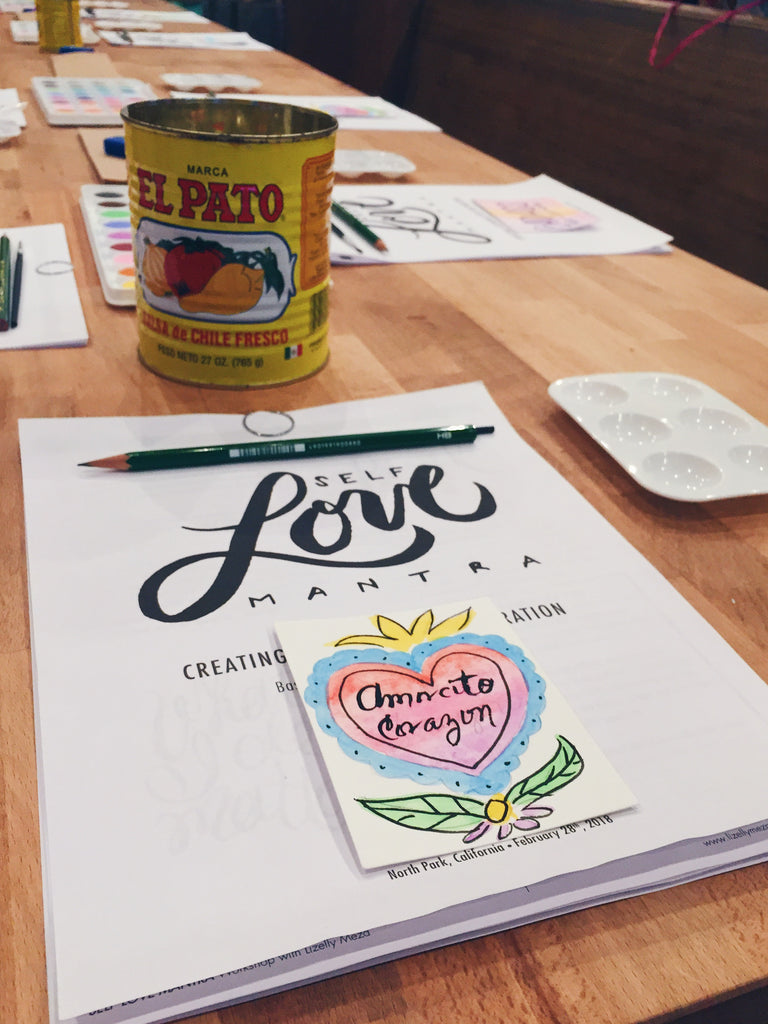 Self-Love Mantra Lettering Workshop & Wine Wednesday with Lizelly Meza // Creative Blog of Artelexia