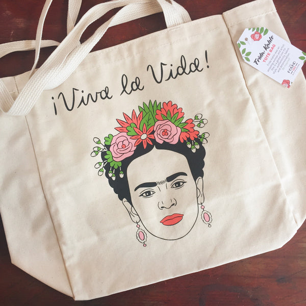 Frida Kahlo Viva La Vida Heavy-weight Tote Bag