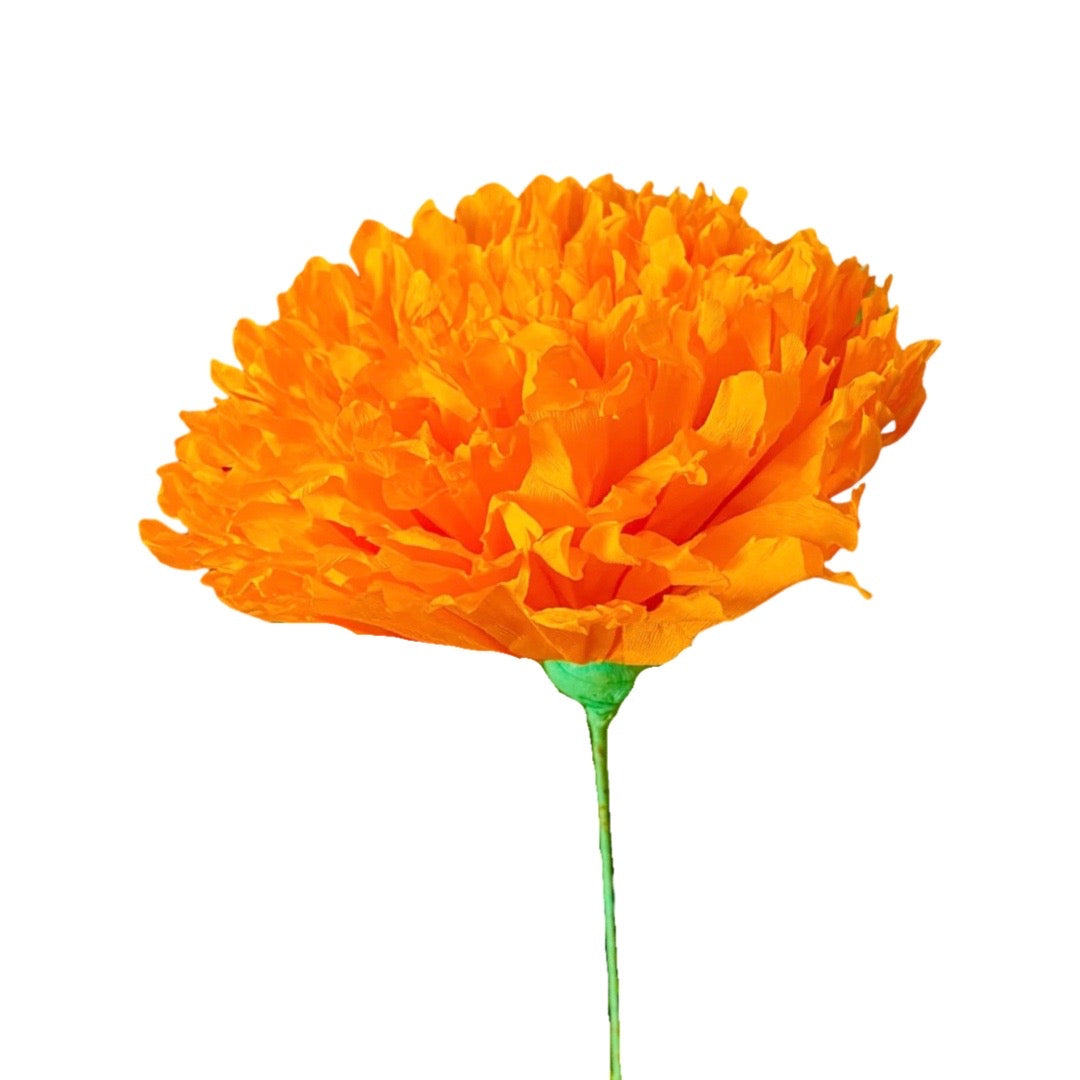 Crepe Paper Cempasuchil (Marigold) Flower -Light Orange – Artelexia