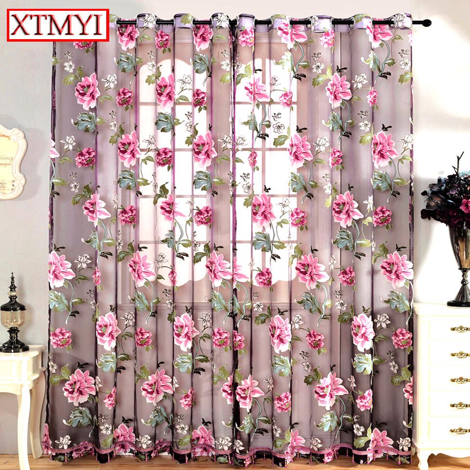 Drapes Floral Tulle Curtains Window Treatments Inspirational