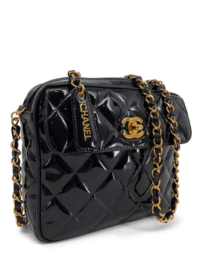 Chanel Vintage Chanel Black Quilted Leather Shoulder Flap Bag Large 