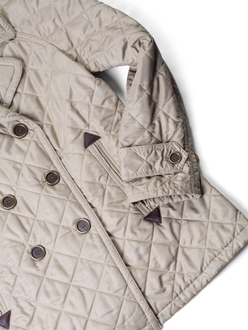 Burberry Double Breasted Quilted Nova Check Coat Beige