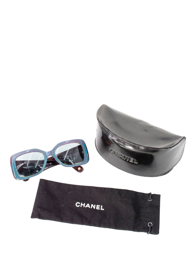 CHANEL CC Logo Square Sunglasses Blue Red-designer resale