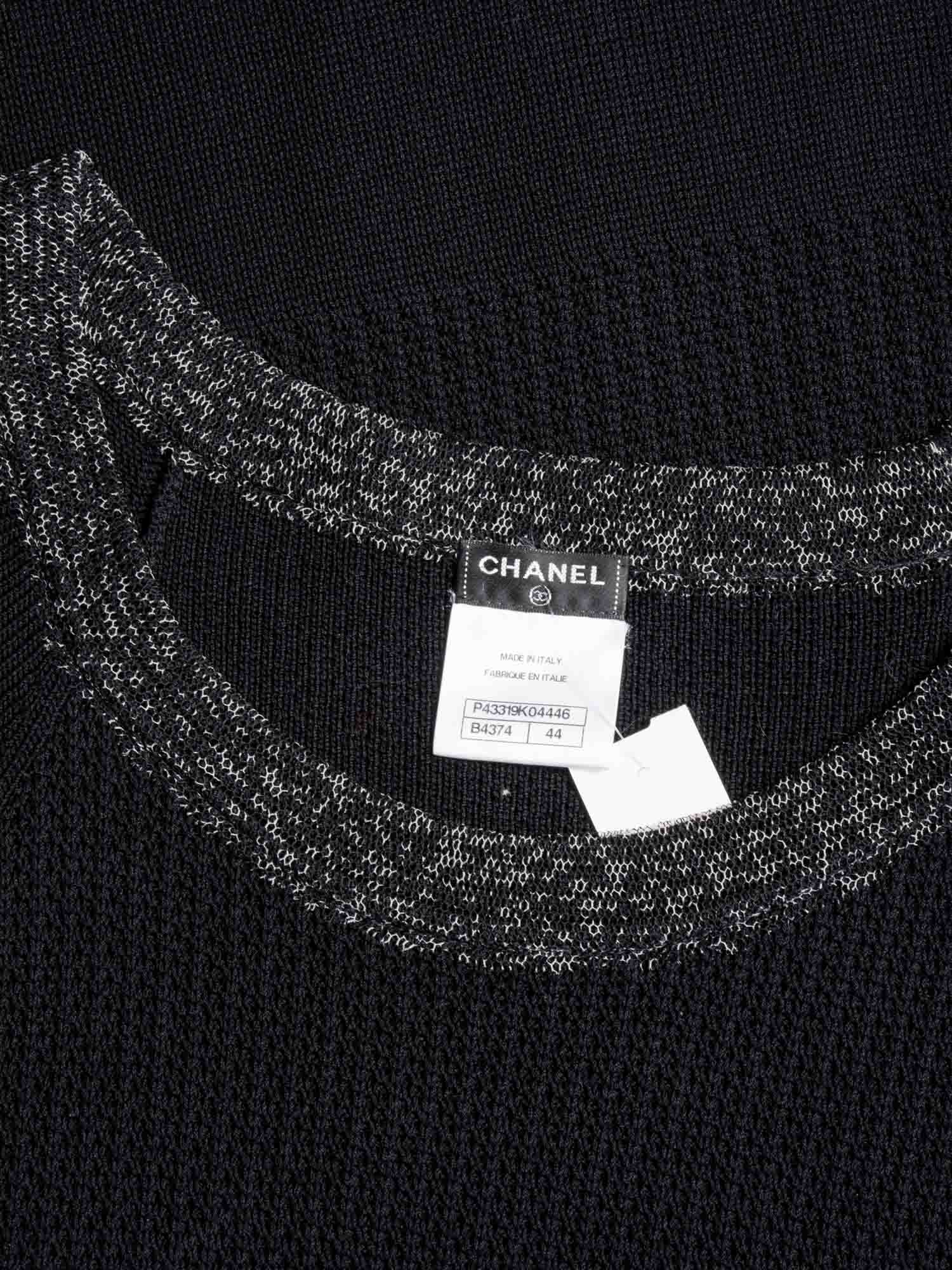 CHANEL Knit CC Logo Fringe Midi Dress Black