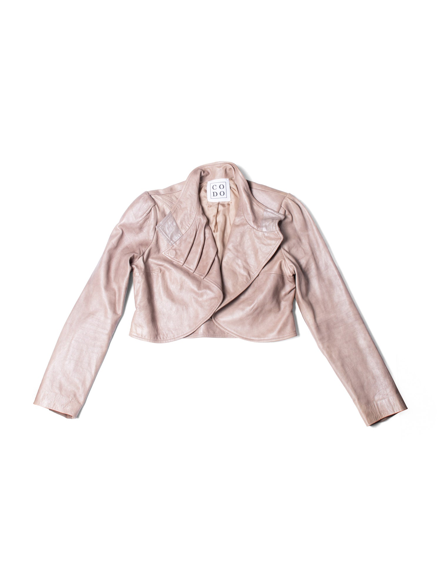 CODO Leather Cropped Bolero Jacket Taupe