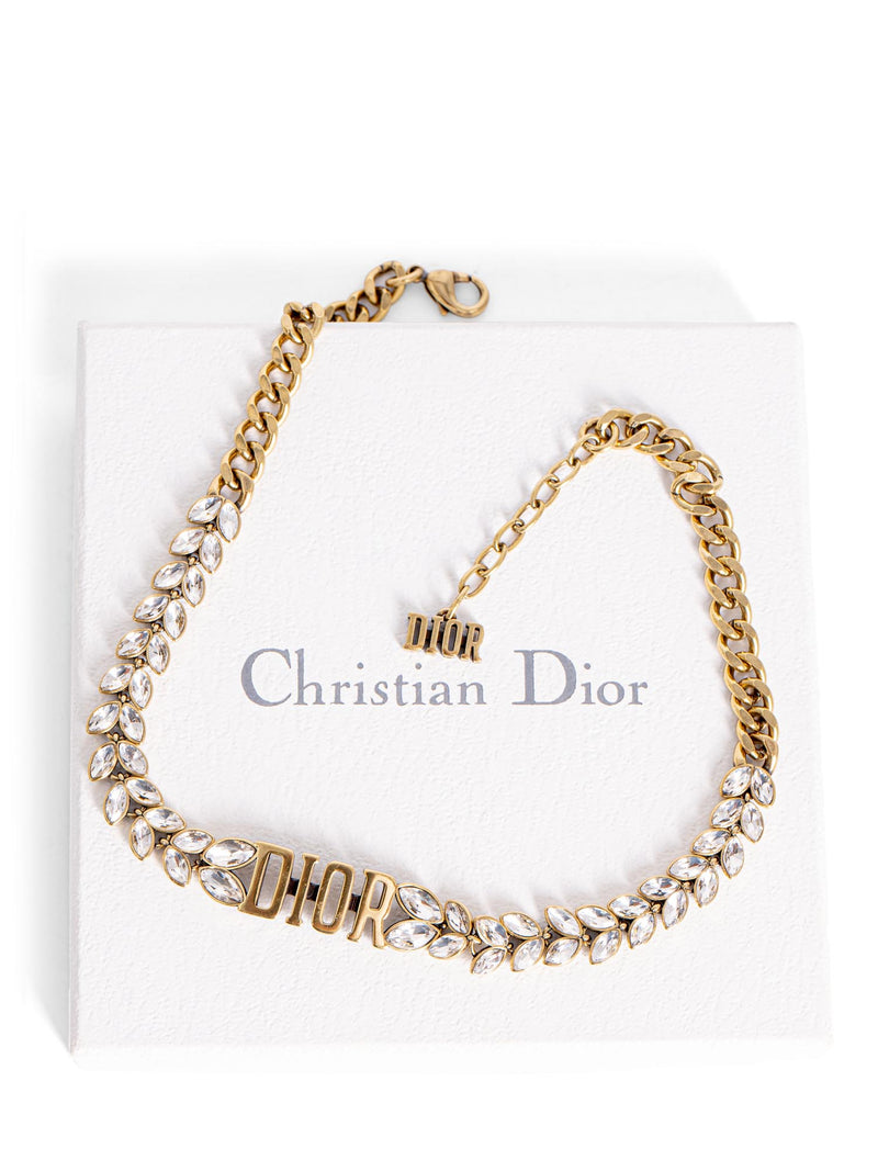 Christian Dior CD Logo Necklace Gold Vintage Old k4c62r  VintageShop solo