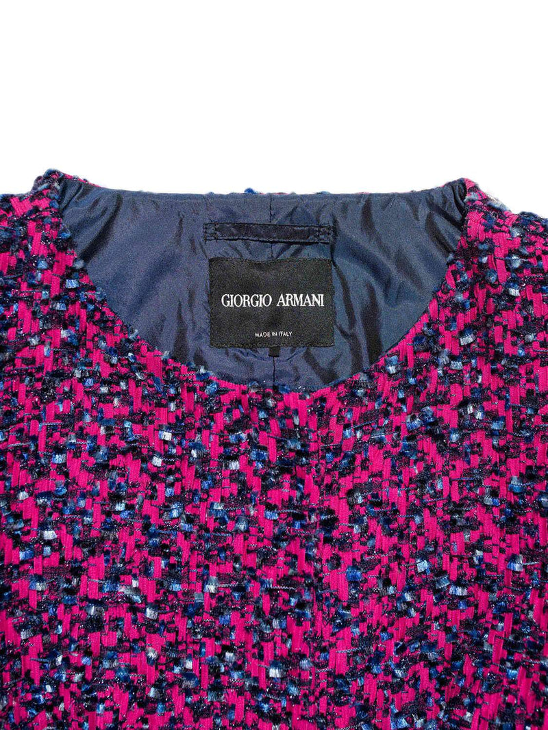 Giorgio Armani Tweed Fitted Jacket Purple Pink