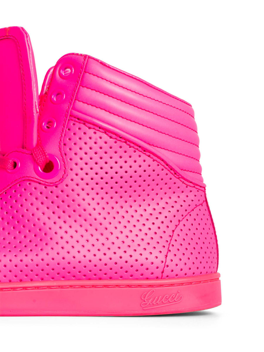 Gucci Leather GG Coda High Top Sneakers Hot Pink