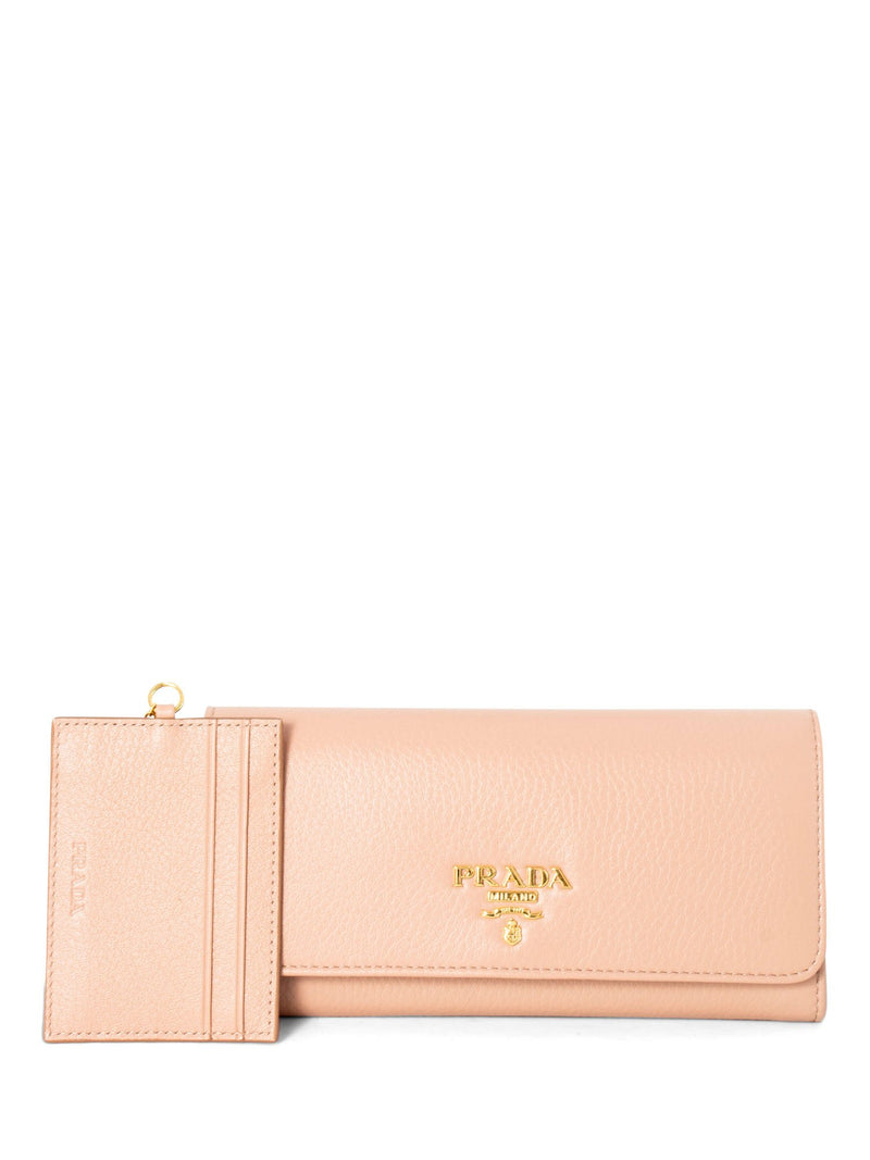 Prada Vitello Leather Continental Flap Wallet Nude